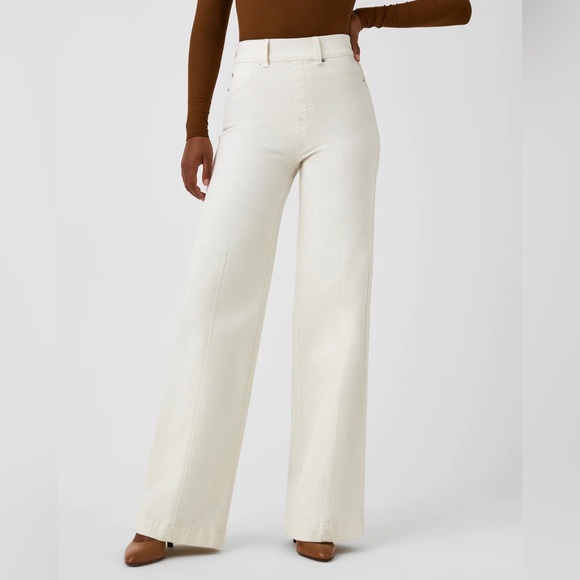 💘 SPANX 20465 Seamed Front, Wide Leg Jeans - Ecru Wash - - Picture 5 of 5